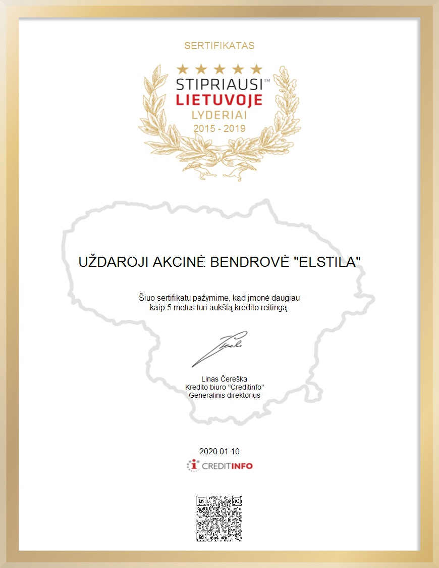 Stipriausi Lietuvoje Lyderiai 2015-2019 Elstila apdovanojimas 